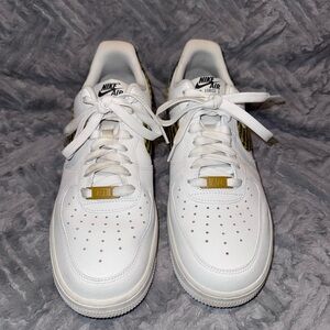 Nike Air Force 1 White with Gold Accents